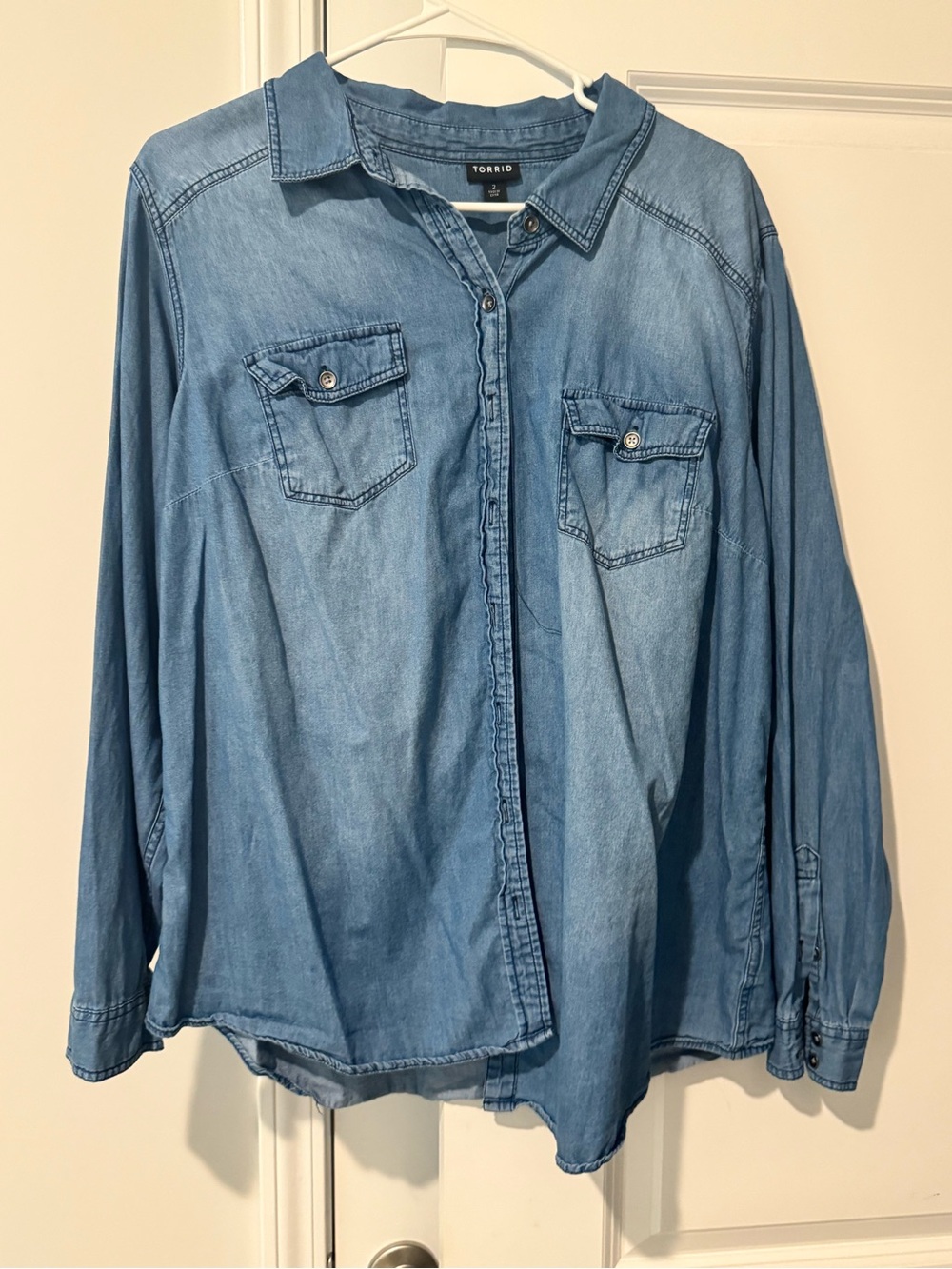 2/$30 Torrid Light Denim Blue Button-Up Shirt